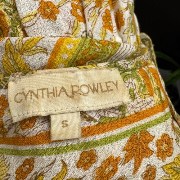 Cynthia Rowley Boho Yellow Floral Ruffle Tank Top Sleeveless Blouse Women’s - Picture 4 of 4